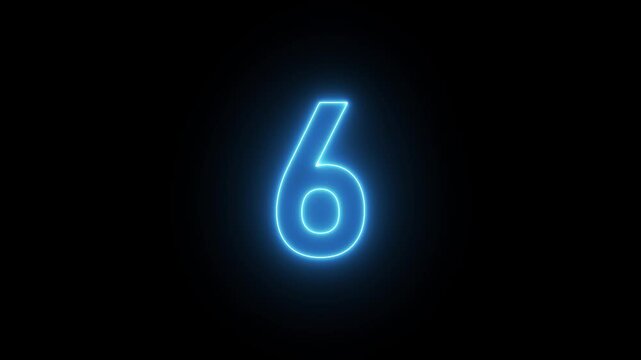 Glowing Neon Countdown Animation from 10 to 0 Over 10 Seconds on Black Background - Bright Timer Effect for Videos.