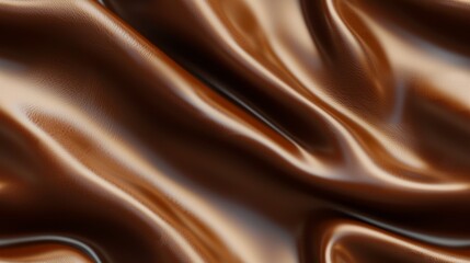 A close-up of smooth, rich brown fabric with gentle folds and a glossy texture, evoking warmth and luxury.