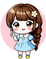 cartoon character cute  blue girl