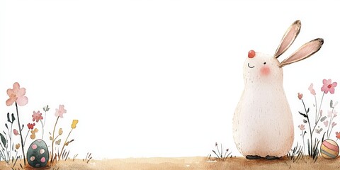 Easter watercolor decorations along cherry blossom lane spring festivity soft gigapixel standard pastel colors