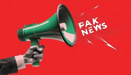 Human hand holding megaphones and spreading  news. 