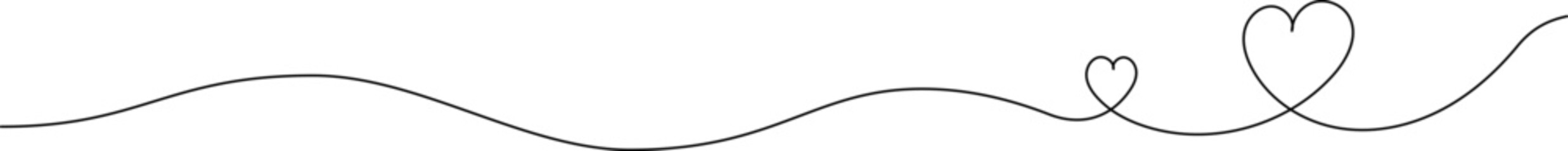 Continuous line drawing of two hearts on transparent background. Designed for Valentine's Day. Abstract hearts. Vector EPS 10