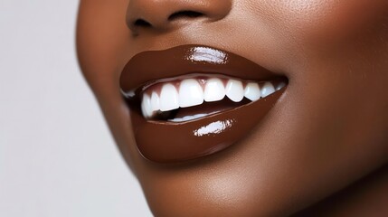Fototapeta premium Showcasing Mocha Mousse Lipstick in a Gorgeous Swatch on White Background: The Ultimate Guide to Lip Color Trends for Fashion Lovers
