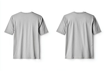 Grey t-shirt mockup, back view, studio, white background, design template (1)