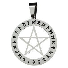 This silver pendant features a pentagram inside a runic circle, combining mystical symbols for protection, power, and magic. A perfect piece for those who embrace the ancient arts and symbolism