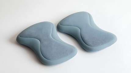 Two blue cushions with a white background