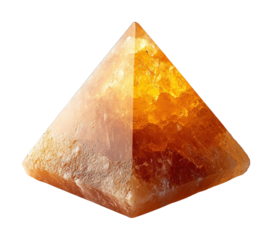 Geometric pyramid-shaped salt lamp emitting warm light home product cozy atmosphere close-up view serenity isolated on transparent background png