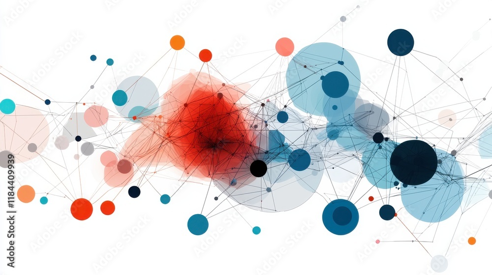 Poster interconnected digital geometry shapes forming dynamic abstract pattern