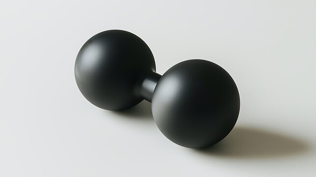 A black ball is sitting on a white surface