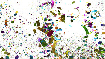 Vibrant explosion of colorful confetti perfect for celebration, party, and festive designs. High-resolution image.