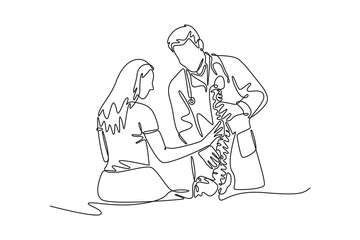 Medical professional Concept. Single line draw design. Full length animation illustration. High quality 4k footage.