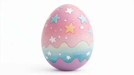 A beautifully decorated pastel egg featuring colorful stars and wavy patterns, perfect for spring celebrations and Easter festivities.