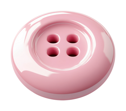 Glossy pink button design in animated clay style studio setting high fidelity showcase isolated on transparent background png