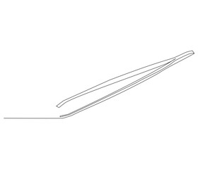 One continuous line drawing of Medical tweezers . Single line of Medical tweezers vector illustration