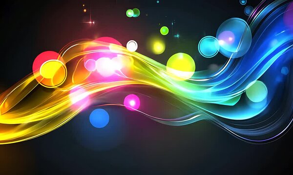 Vibrant Abstract Waves with Colorful Lights in a Dynamic Digital Background for Creative Design