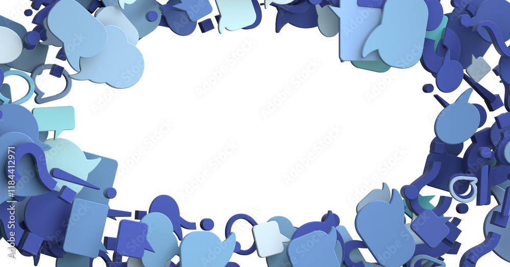 Poster 3D rendering flying email icon and web flying