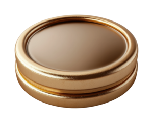 Elegant gold wax seal icon on crisp digital graphic design minimalistic style high fidelity view isolated on transparent background png