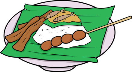 nasi kucing indonesian traditional food cartoon