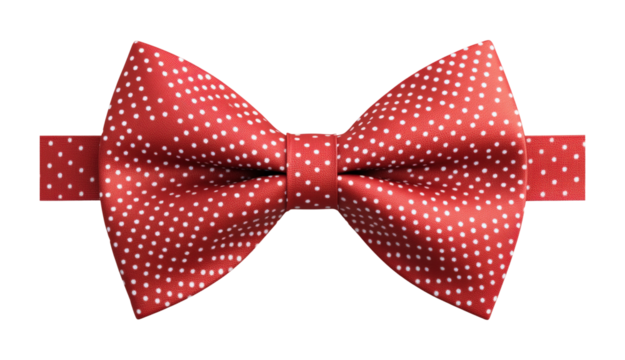Elegant red polka dot bow tie for formal events fashion accessories high fidelity classic style close-up view isolated on transparent background png