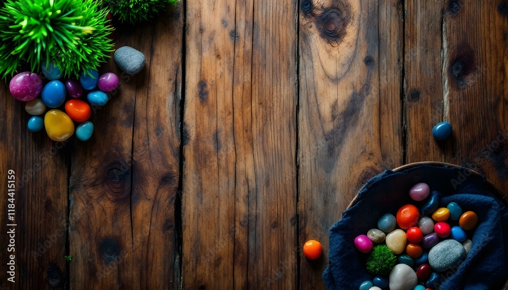 Poster top view of wood or plywood for backdrop, light wooden table with nature pattern and color. blank wo