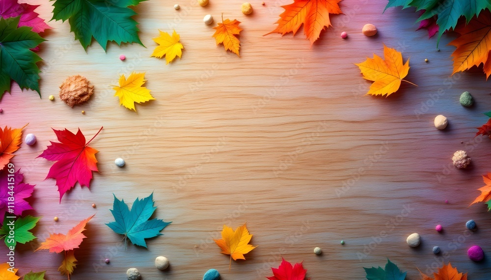 Poster top view of wood or plywood for backdrop, light wooden table with nature pattern and color. blank wo