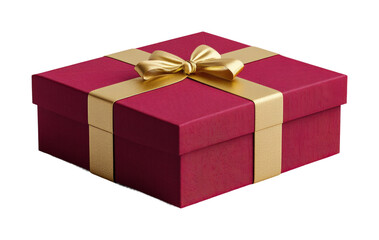 Obraz premium Festive gift box with golden ribbon holiday season product minimalist setting close-up view celebration concept isolated on transparent background png