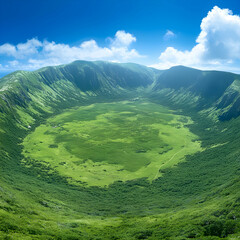 Fototapeta premium Lush Green Valley Landscape Photo