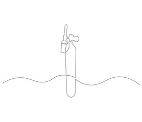 Fototapeta premium One continuous line drawing of oxygen cylinder . Single line of oxygen cylinder vector illustration