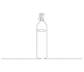 One continuous line drawing of oxygen cylinder . Single line of oxygen cylinder vector illustration