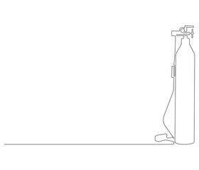 One continuous line drawing of oxygen cylinder . Single line of oxygen cylinder vector illustration