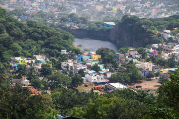 Fototapeta premium Aerial view of the chennai city near Chennai international Airport 