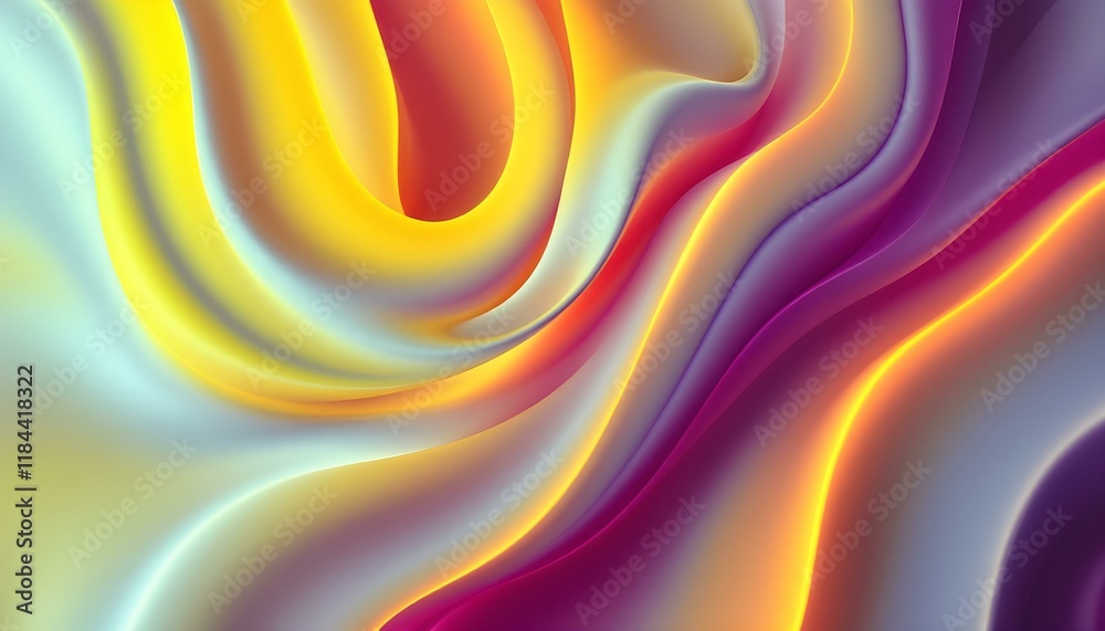 Fototapete Yellow abstract background with overlapping wavy line shapes. Abstract yellow and white wave pattern. Abstract orange overlapping wavy lines. Abstract 3d colorful wavy pattern with overlapping layers 