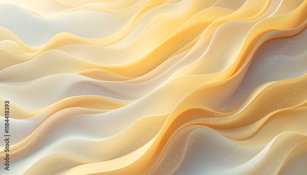 Fototapete Yellow abstract background with overlapping wavy line shapes. Abstract yellow and white wave pattern. Abstract orange overlapping wavy lines. Abstract 3d colorful wavy pattern with overlapping layers 