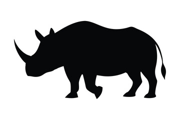 rhino silhouette vector, rhino icon vector wildlife animal