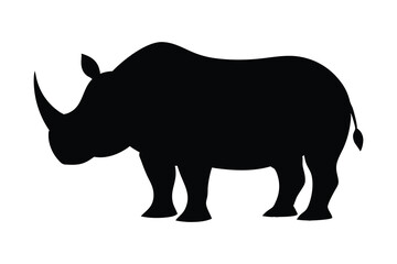 rhino silhouette vector, rhino icon vector wildlife animal