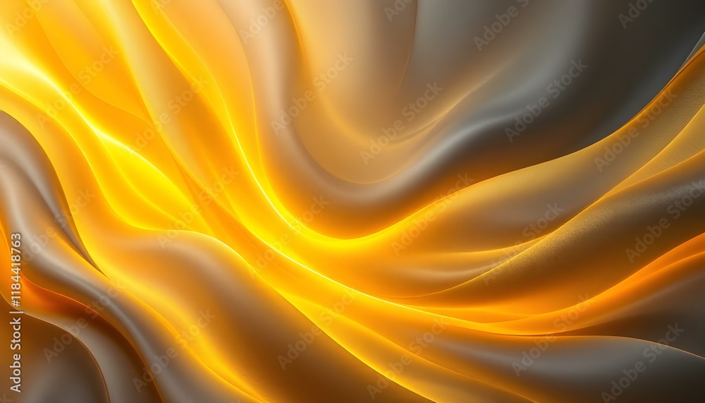 Poster Yellow abstract background with soft smooth elegant lines and grey border. Soft yellow abstract background with smooth gradients light effects for elegant minimal design and vibrant artistic visuals