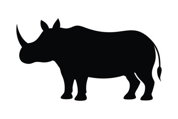 rhino silhouette vector, rhino icon vector wildlife animal