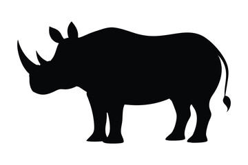 rhino silhouette vector, rhino icon vector wildlife animal