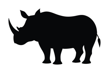 rhino silhouette vector, rhino icon vector wildlife animal