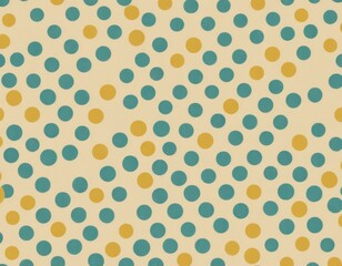 Elegant Teal and Gold Polka Dot Pattern: Seamless Retro Vintage Texture Background