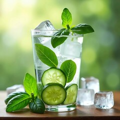 mojito cocktail: ice, lime, mint