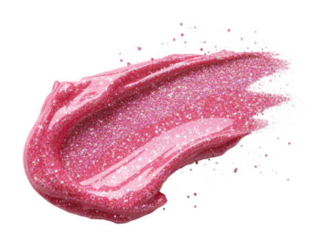 Soft pink glitter nail polish application beauty salon makeup tutorial indoor close-up aesthetic appeal isolated on transparent background png