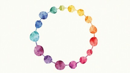 Circular Watercolor Garland of Colorful Beads, Perfect for Festive Designs and Creative Projects