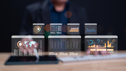 Interactive data dashboards, emphasizing analytics and visualization in business strategies, enhancing decision-making through insightful data representation