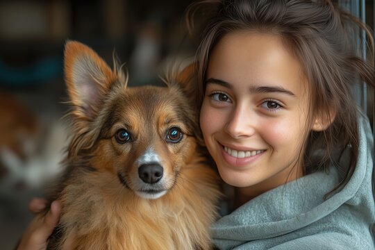 Junge Freiwillige mit Hunden - Herzlichkeit und Tierliebe