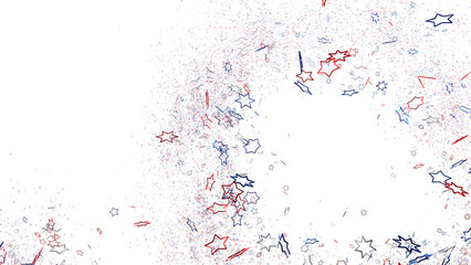 Confetti - A blue glitter confetti border with red and blue Confetti on white