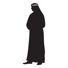 Arabian man in traditional attire silhouette vector illustration