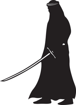 Arabian sword warrior silhouette vector illustration