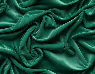 Obraz premium Luxurious Emerald Green Velvet Fabric Draped Texture, Rich Textured Background