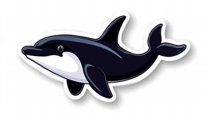 Fototapeta premium Adorable cartoon orca sticker design. Perfect for kids' projects or marine-themed decor!